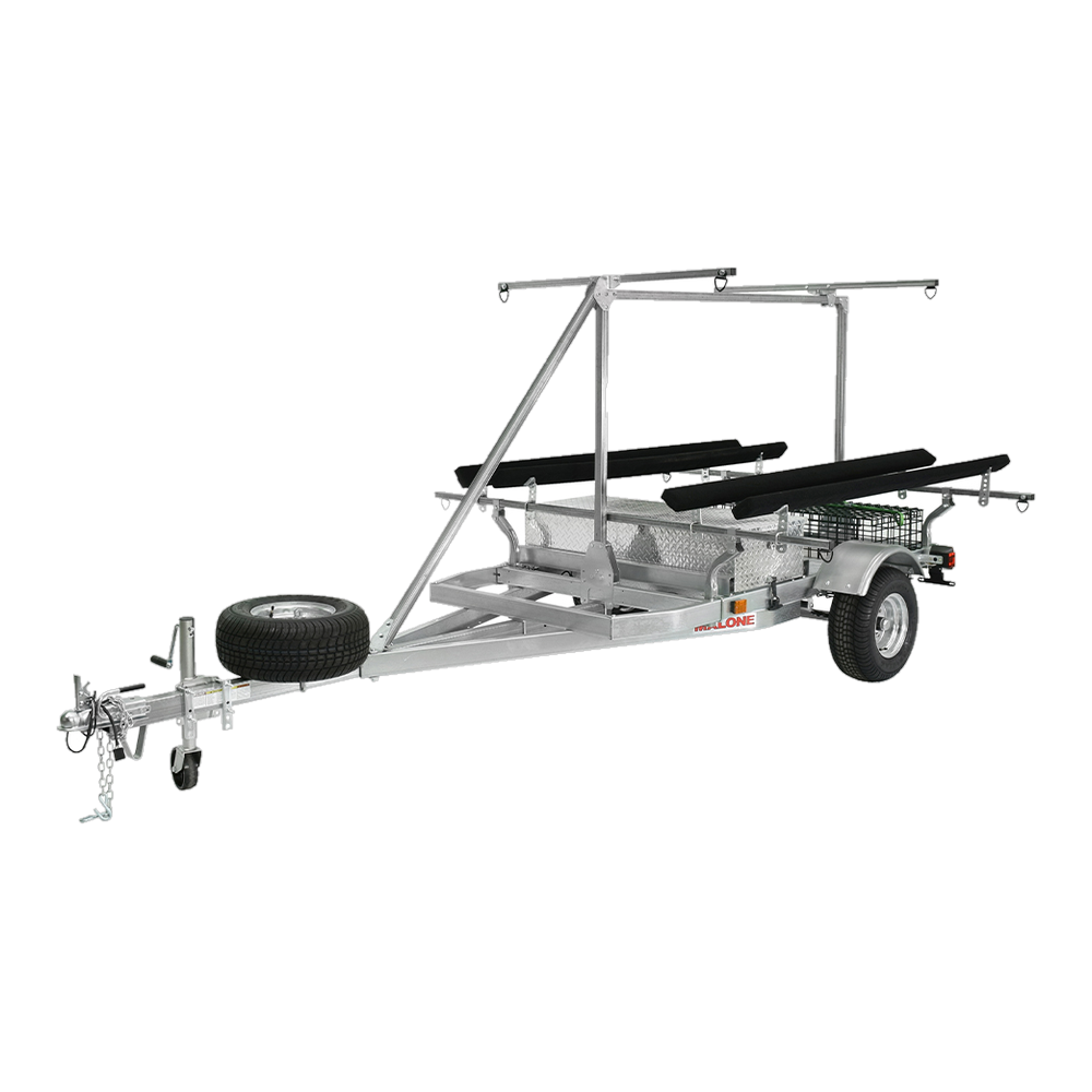 Malone MegaSport 2-4 Kayak Trailer Pkg (Spare Tire, 2nd Tier, 2 Sets Bunks, Storage Basket & Drawer)