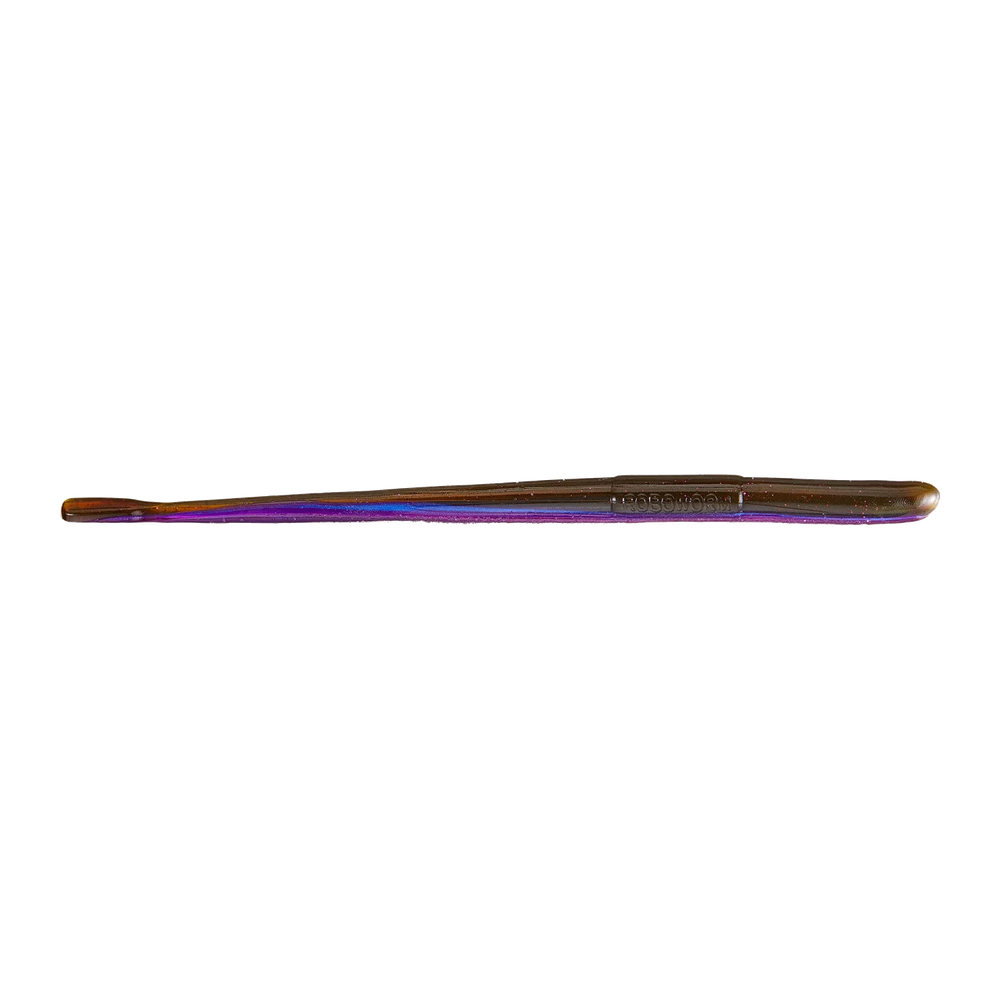 Roboworm 6" Straight Tail Worm - Green Pumpkin Purple