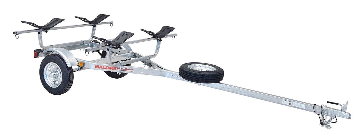 Malone MicroSport 2 Kayak Trailer Package (2 Sets MegaWings, Spare Tire)