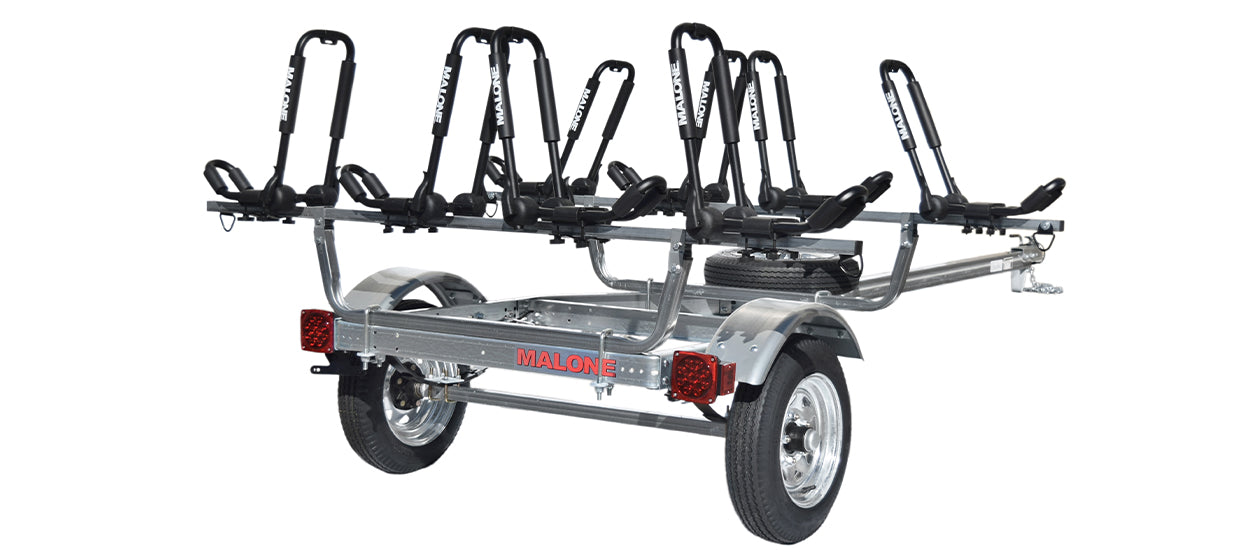 Malone MicroSport 2 Kayak Trailer Package (2 Sets FoldAway-J, Spare Tire)