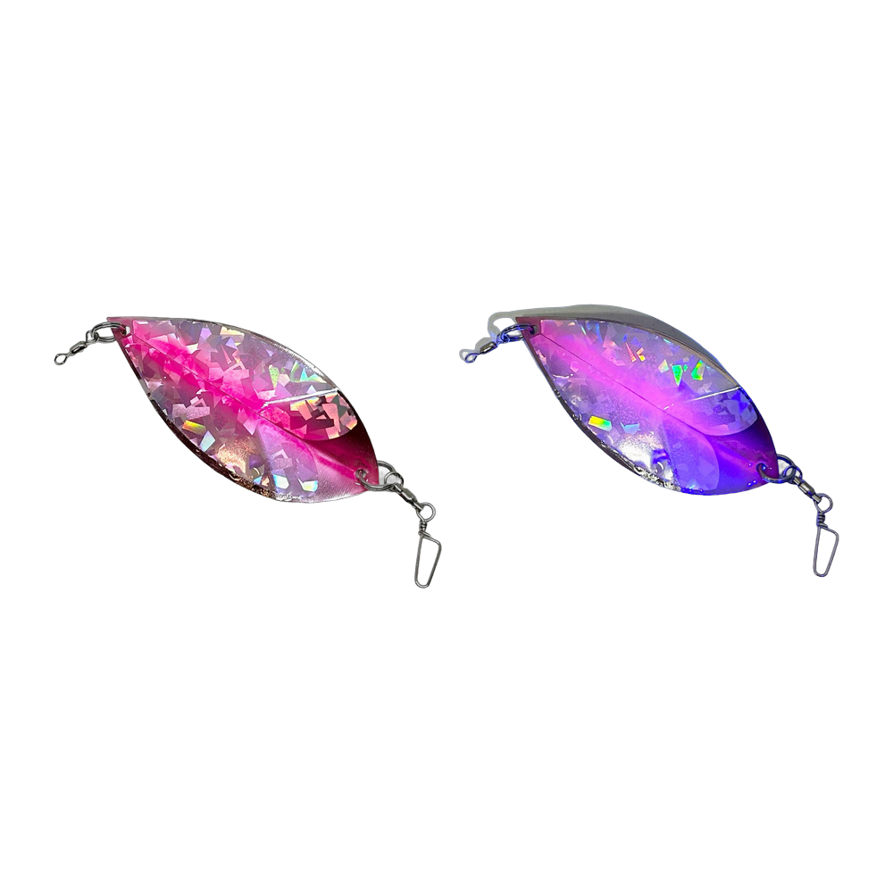 Kokanee Co. Spade Dodger - Shattered Glass Silver/Silver W/ UV Pink Splatter