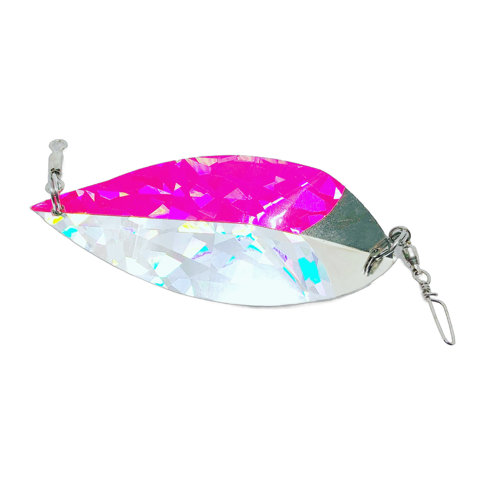 Kokanee Co. Spade Dodger - Shattered Glass Silver W/Pink
