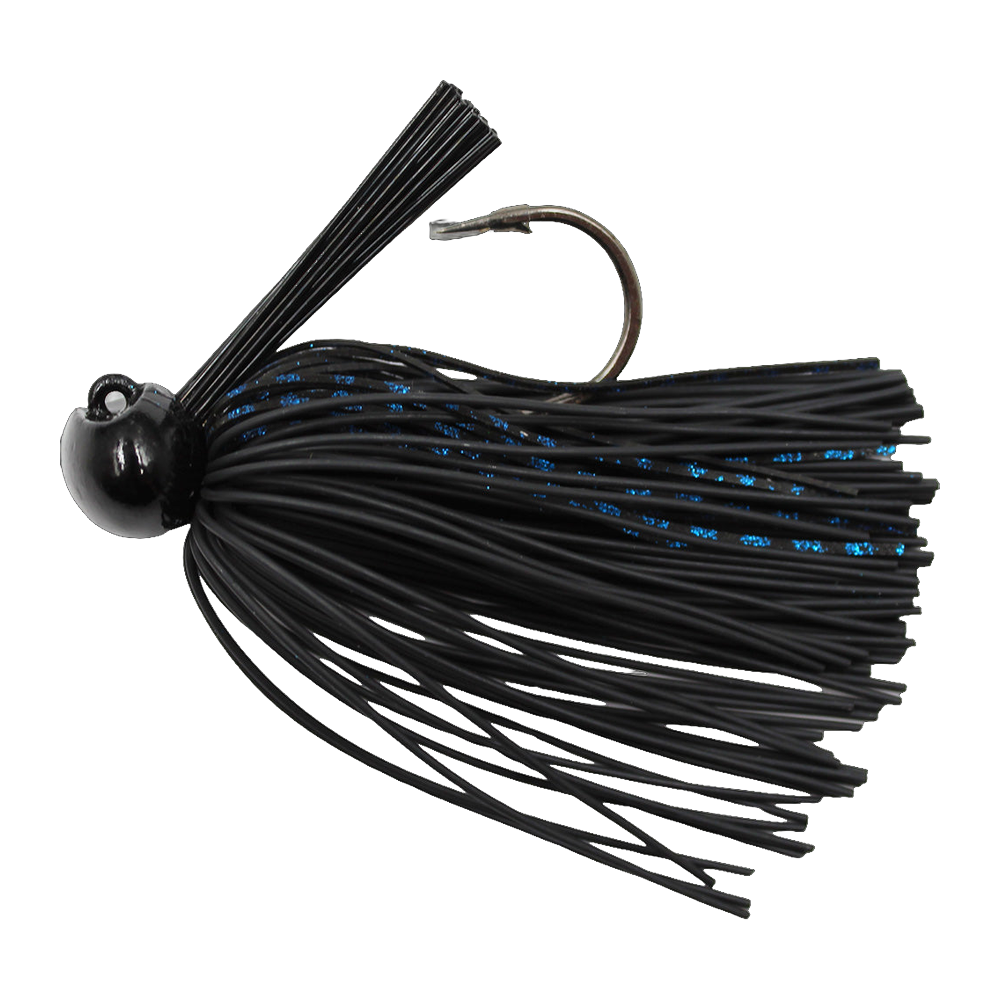 Bass Patrol Round Rubber Football Jig - Black/Blue Living Rubber