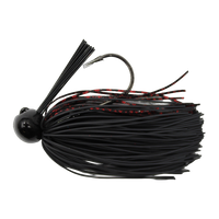 Bass Patrol Round Rubber Football Jig - Black/Red Living Rubber