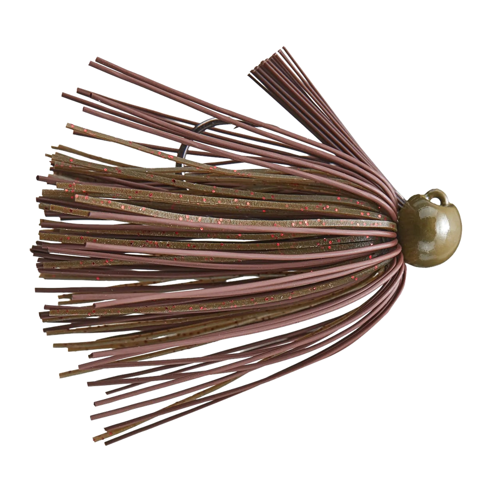 Bass Patrol Round Rubber Football Jig - Brown/Green Pumpkin Living Rubber