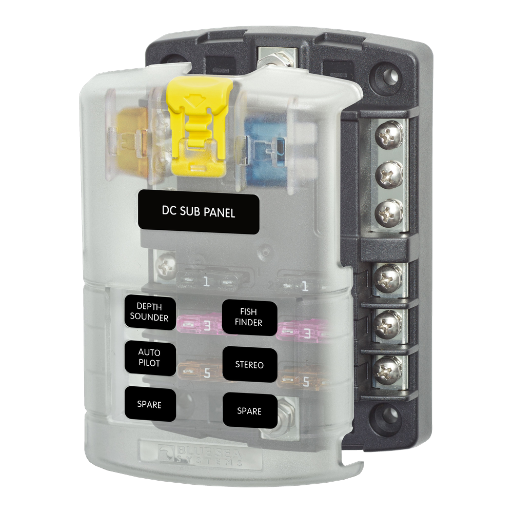 Blue Sea Systems ST Blade Fuse Block W/Ground - 6 Gang