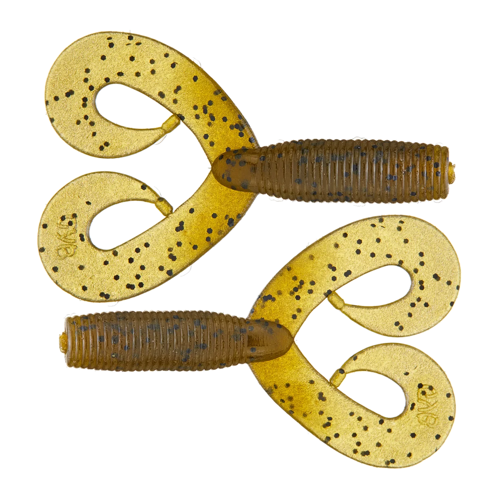 Yamamoto Double Tail Grub - Green Pumpkin w/ Large Black Flake
