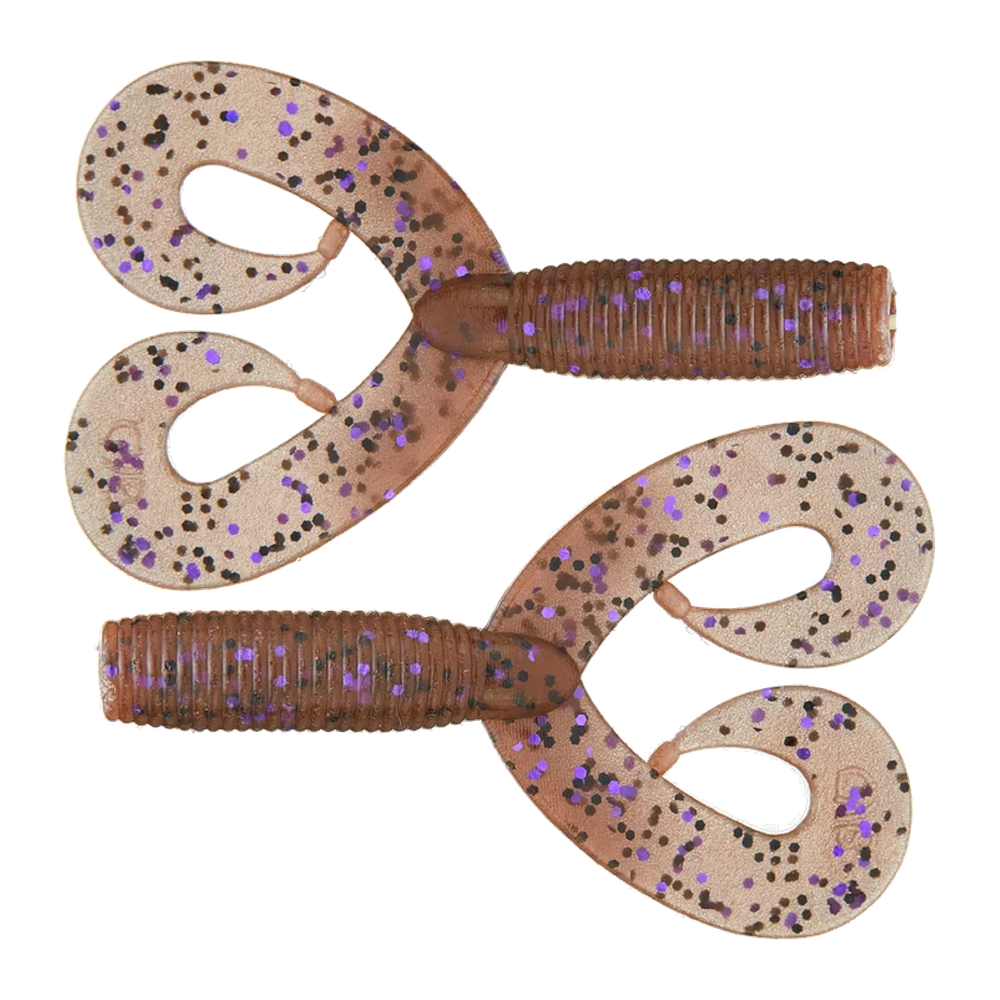 Yamamoto Double Tail Grub - Cinnamon w/ Black & Purple Flake