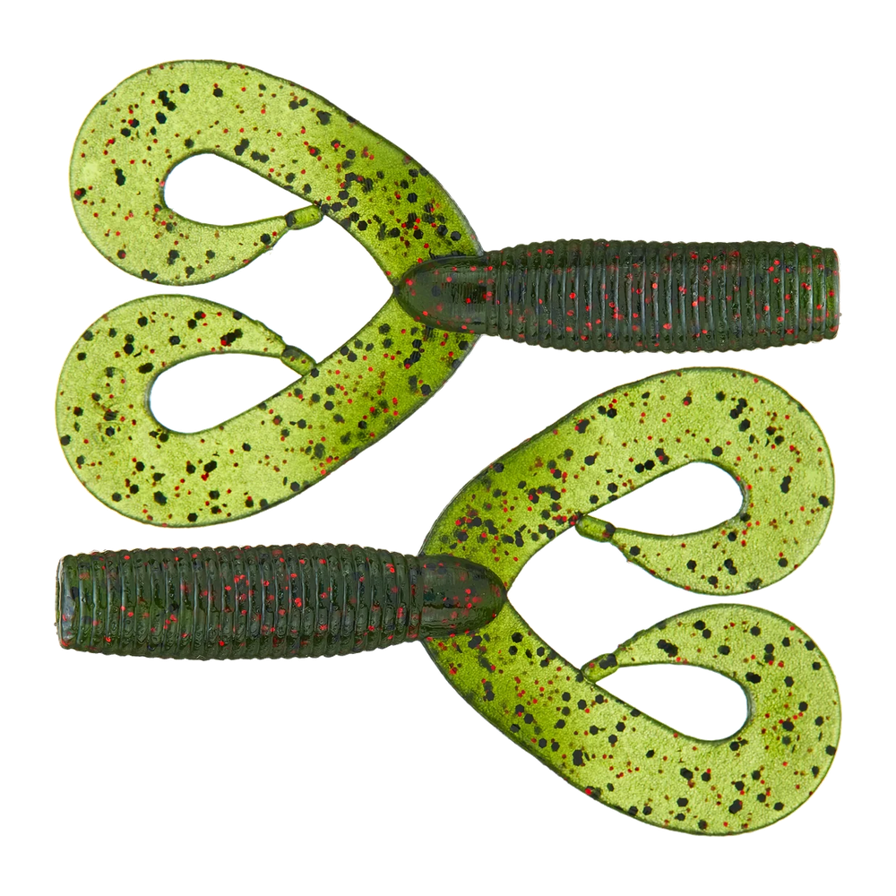 Yamamoto Double Tail Grub - Watermelon w/ Black & Red Flake