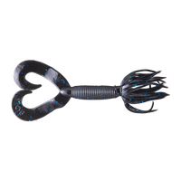 Yamamoto Double Tail Hula Grub - Black w/ Large Blue Flake