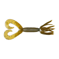 Yamamoto Double Tail Hula Grub - Green Pumpkin w/ Large Black Flake