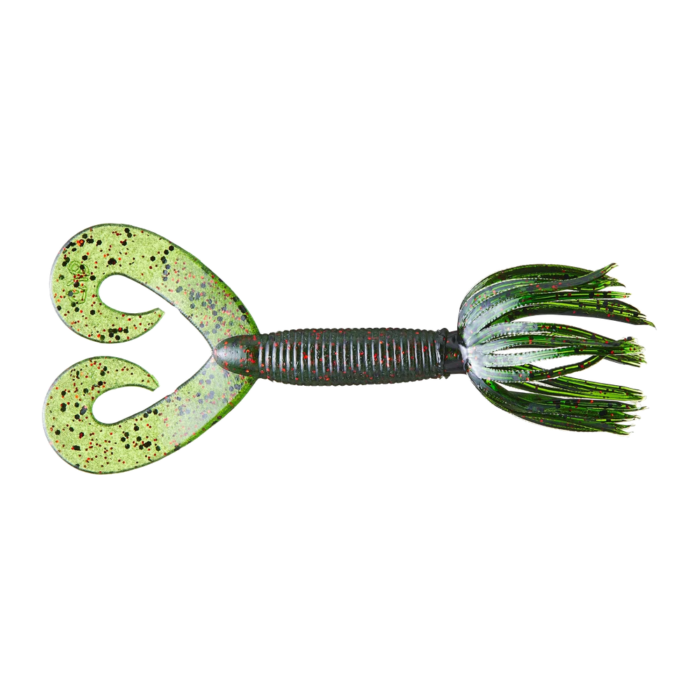 Yamamoto Double Tail Hula Grub - Watermelon w/ Black & Red Flake