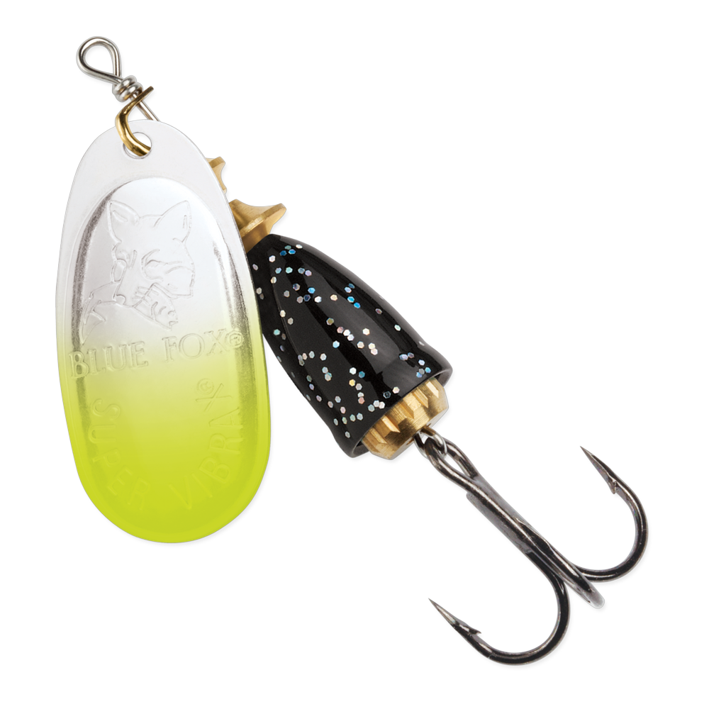Blue Fox Classic Vibrax Spinner #1 - Chartreuse Tipped / Silver Flake