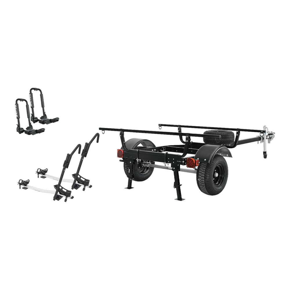 Malone MS Overland Trlr Pkg ( 1 Jack Stnd, 2 Stabilizers, Spr Tire)( 2 bike racks & 2 Folding J Racks)(Tent not included)