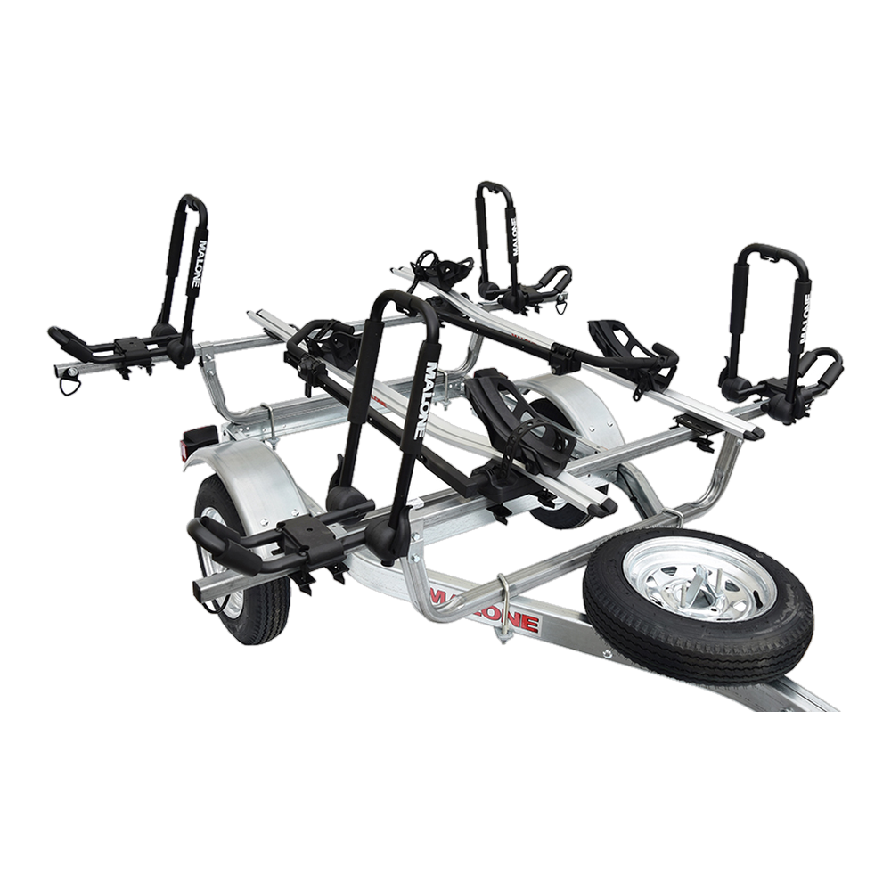Malone MicroSport 2 Kayak/2 Bike Trailer Package (2 Sets FoldAway-J, 2 Bike Racks, Spare Tire)