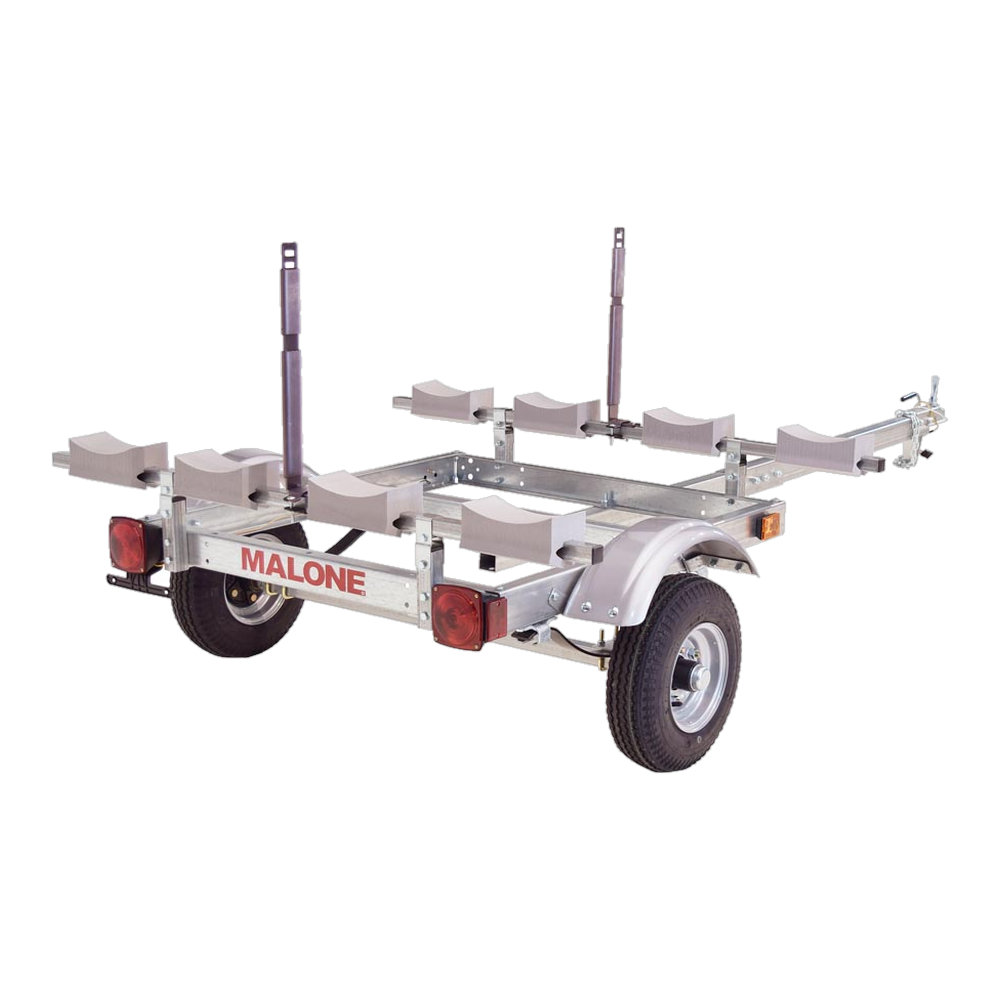 Malone EcoLight 4 Kayak Trailer Package (1 Stacker & 4 sets foam blocks)