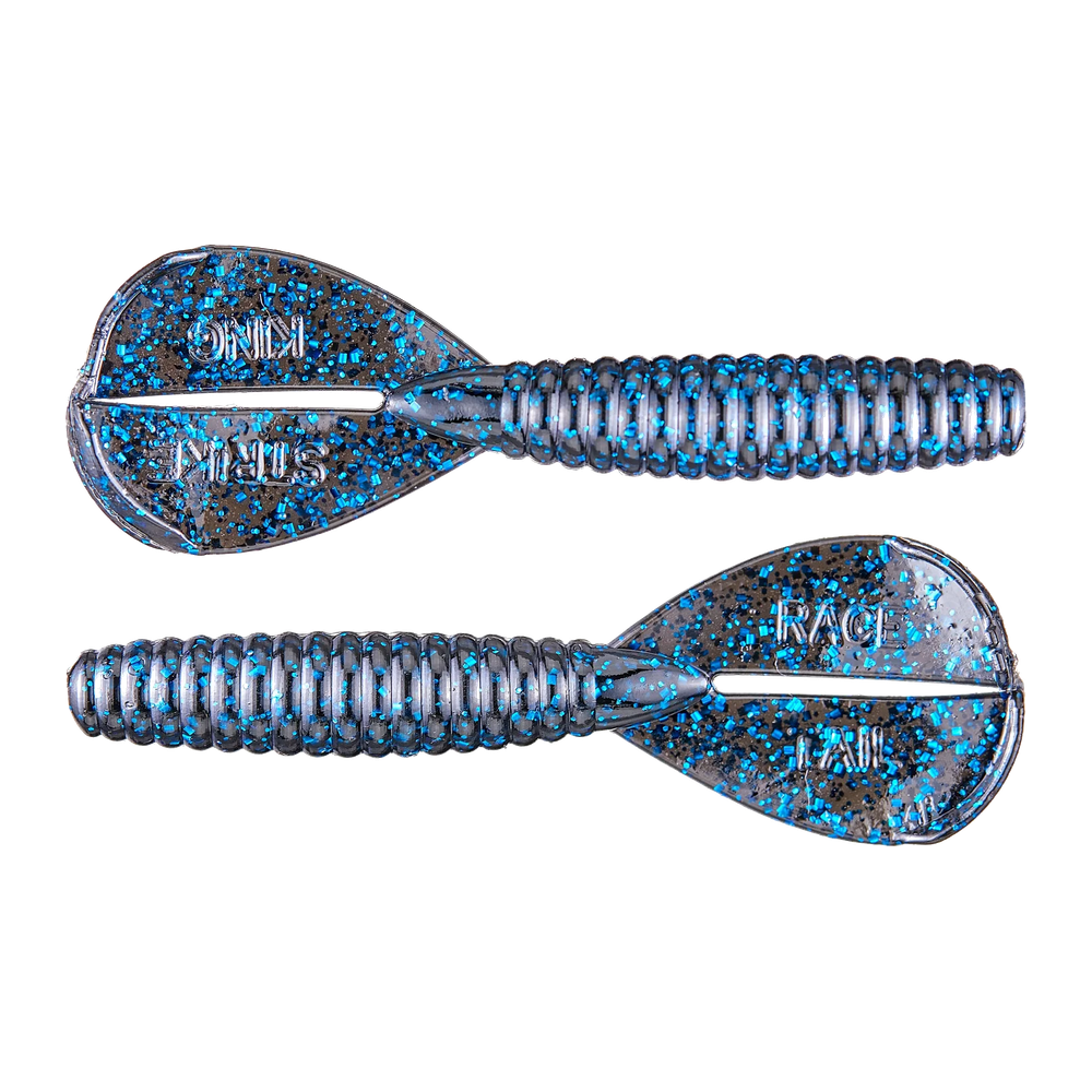 Strike King Rage Menace Grub - Black Blue Flake 8pk